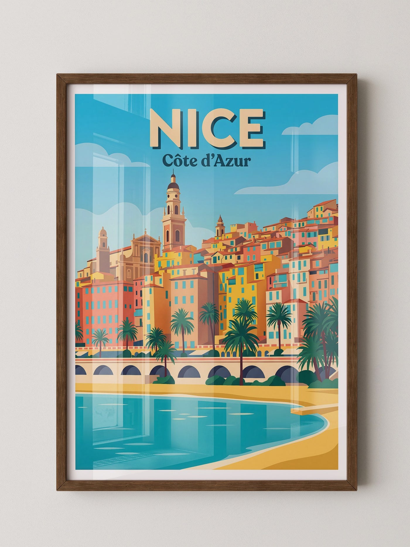 Küstenstadt Pastellfarben Retro