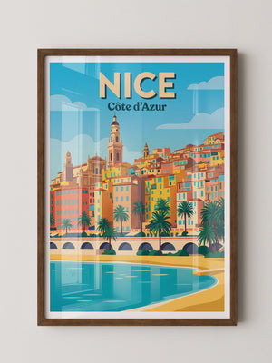 Küstenstadt Pastellfarben Retro