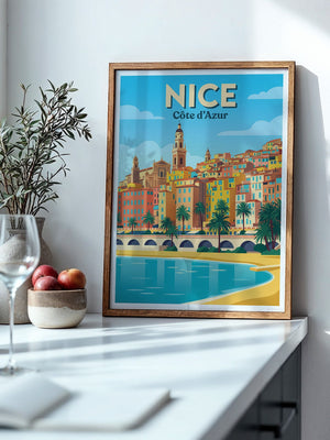 Küstenstadt Pastellfarben Retro