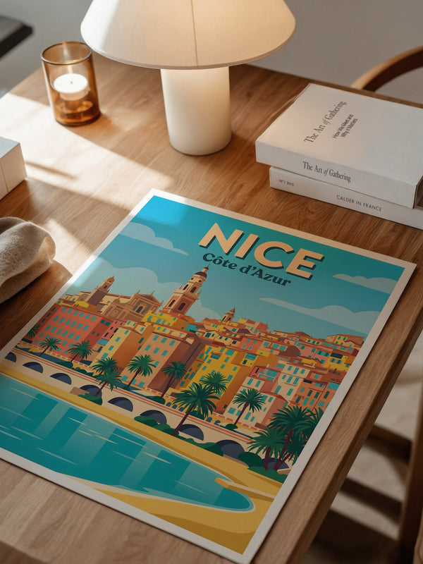 Küstenstadt Pastellfarben Retro