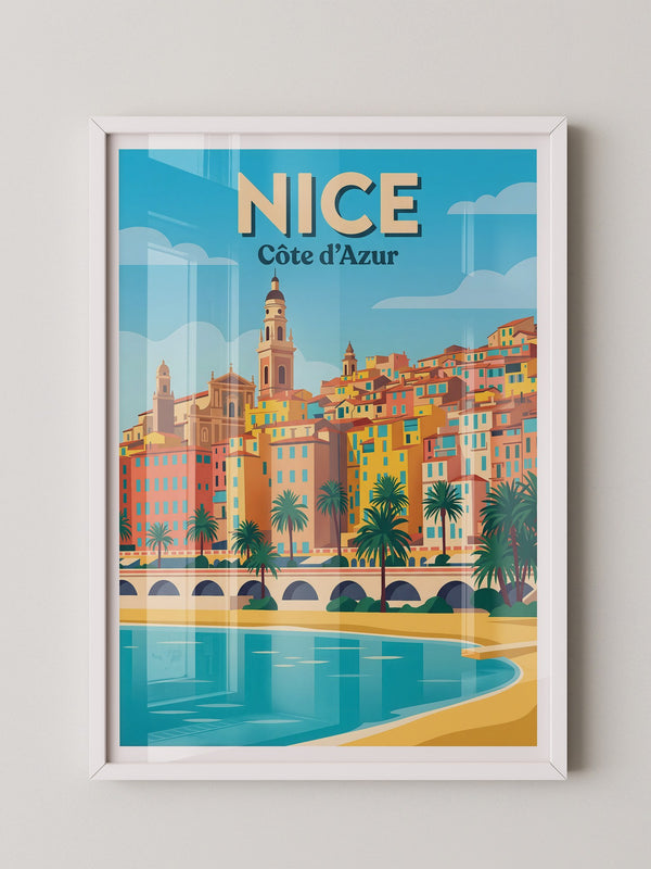 Küstenstadt Pastellfarben Retro