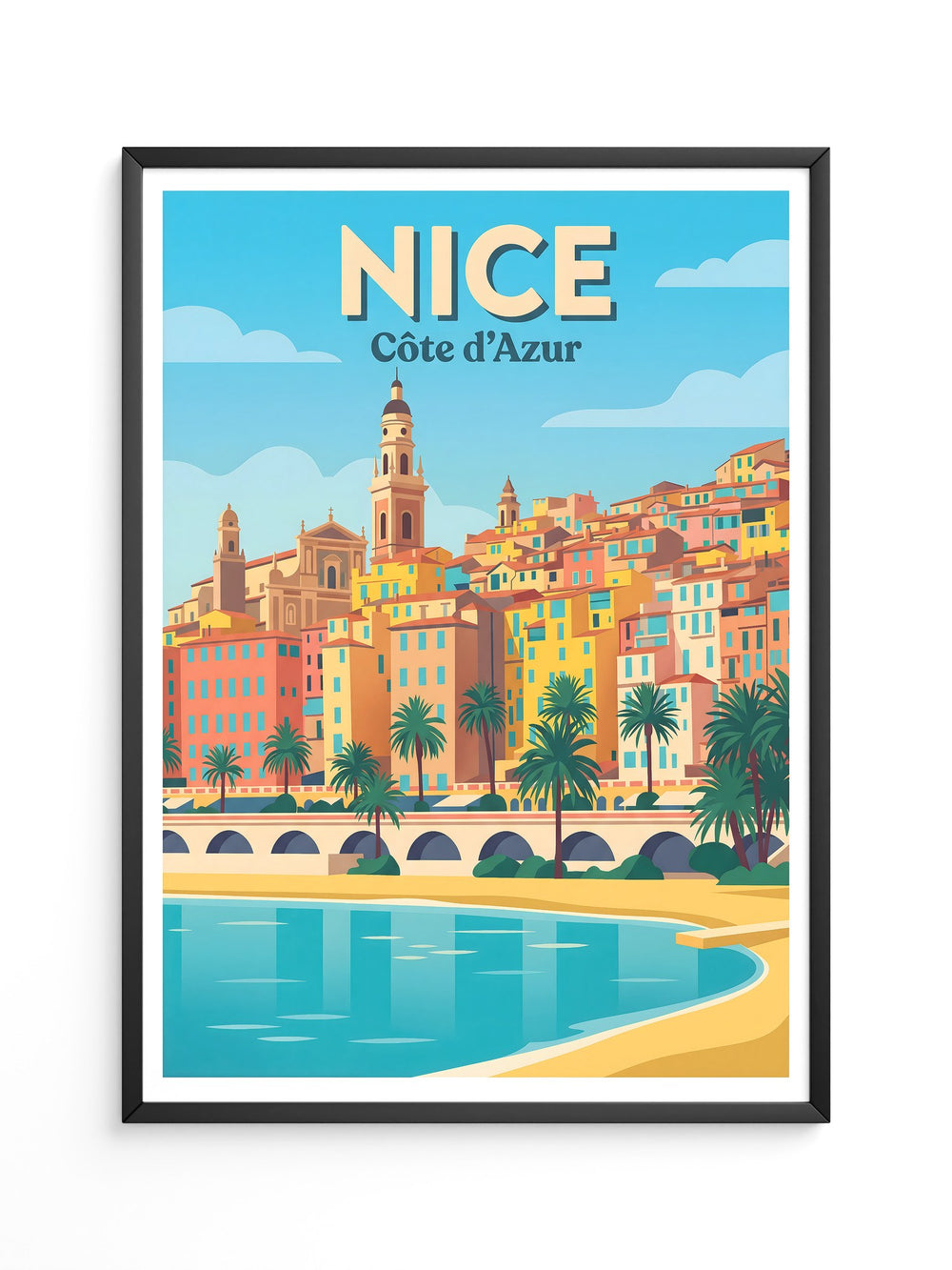 Küstenstadt Pastellfarben Retro