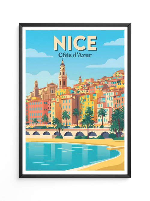 Küstenstadt Pastellfarben Retro