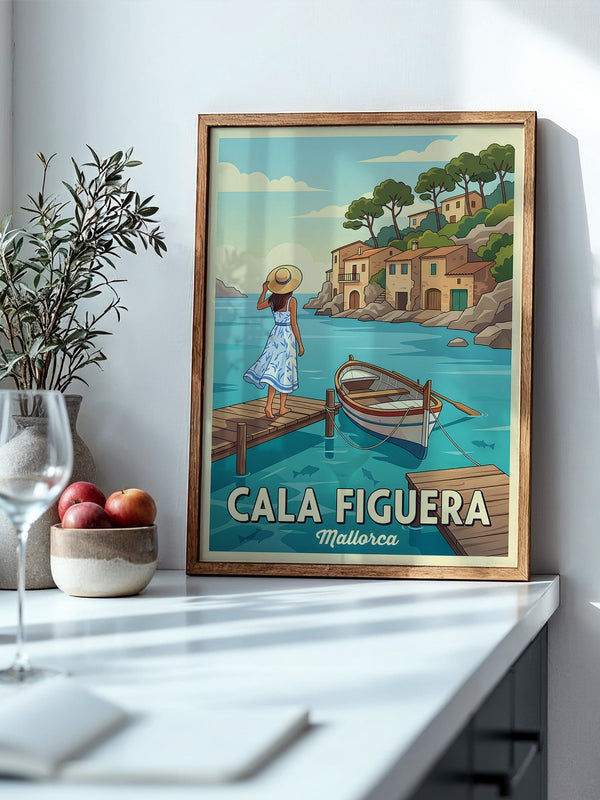 Küstenblick Bootssteg Pastell