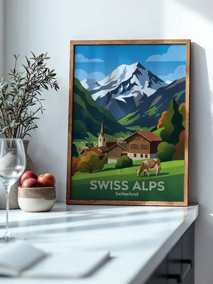 Alpine Idylle gemalt Schweiz