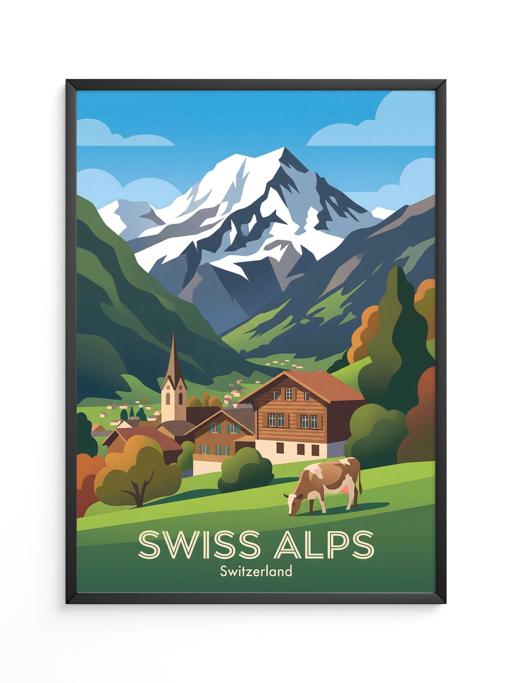 Alpine Idylle gemalt Schweiz