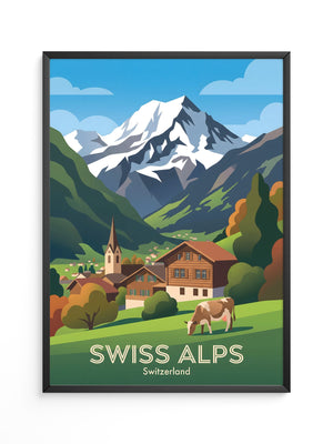 Alpine Idylle gemalt Schweiz
