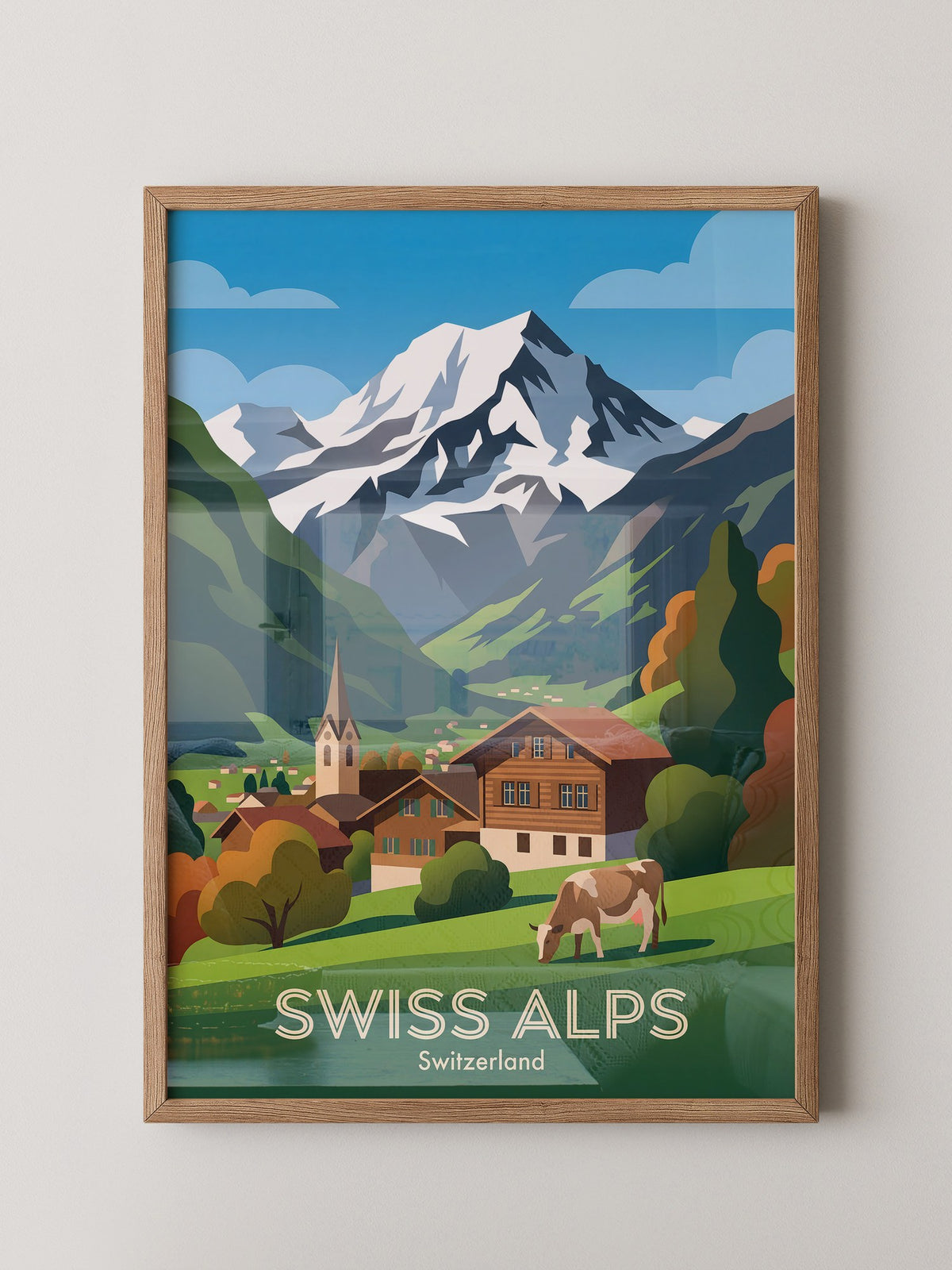 Alpine Idylle gemalt Schweiz