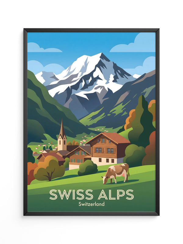 Alpine Idylle gemalt Schweiz