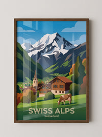 Alpine Idylle gemalt Schweiz