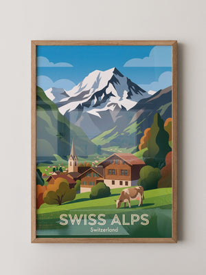 Alpine Idylle gemalt Schweiz