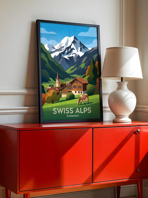 Alpine Idylle gemalt Schweiz