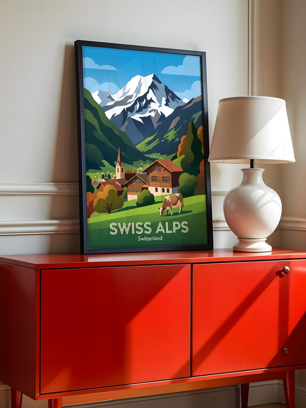 Alpine Idylle gemalt Schweiz