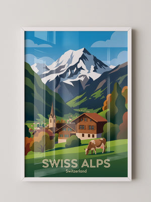 Alpine Idylle gemalt Schweiz