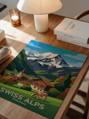 Alpine Idylle gemalt Schweiz