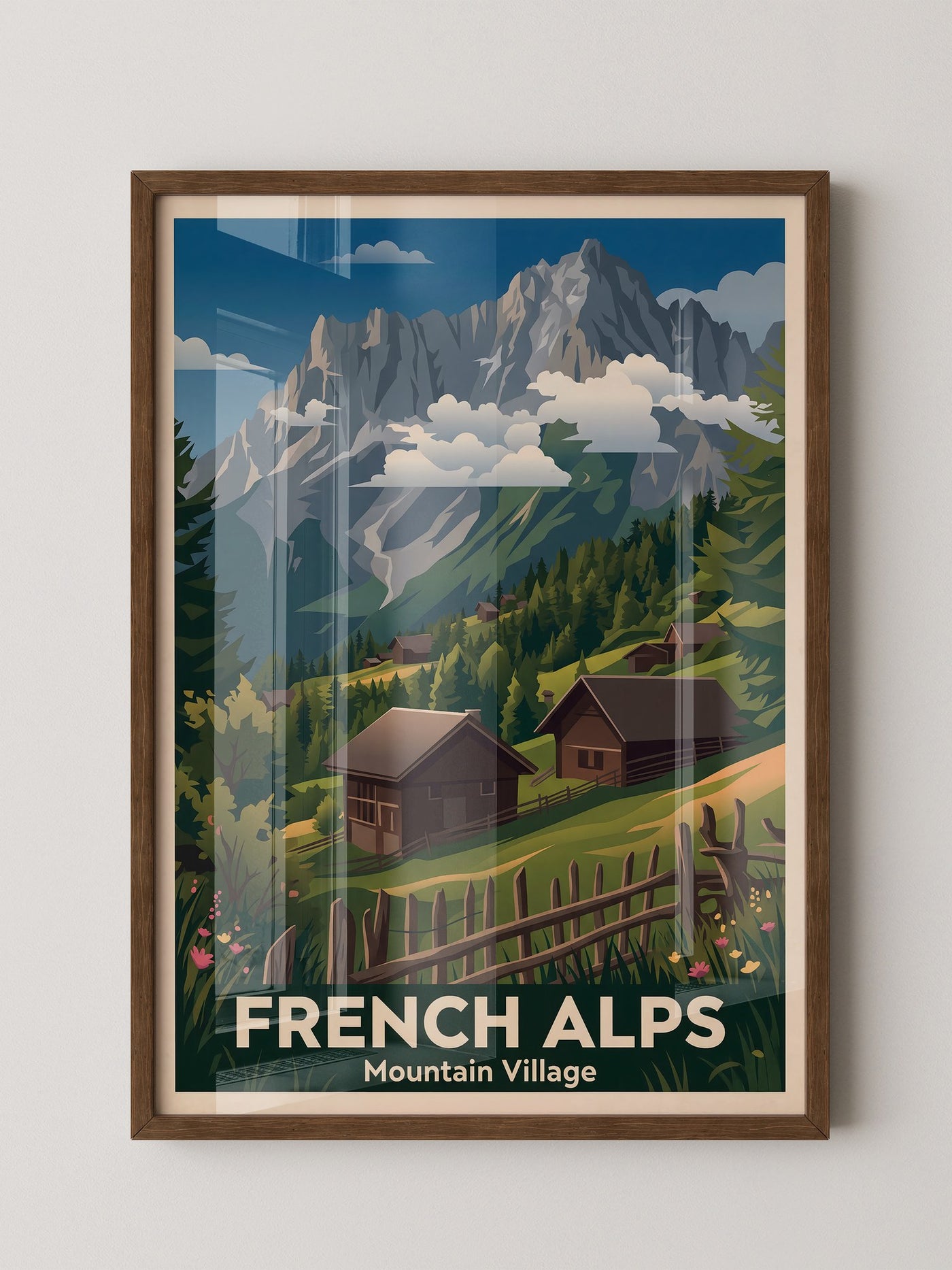Alpendorf Holzhütten Retro-Design