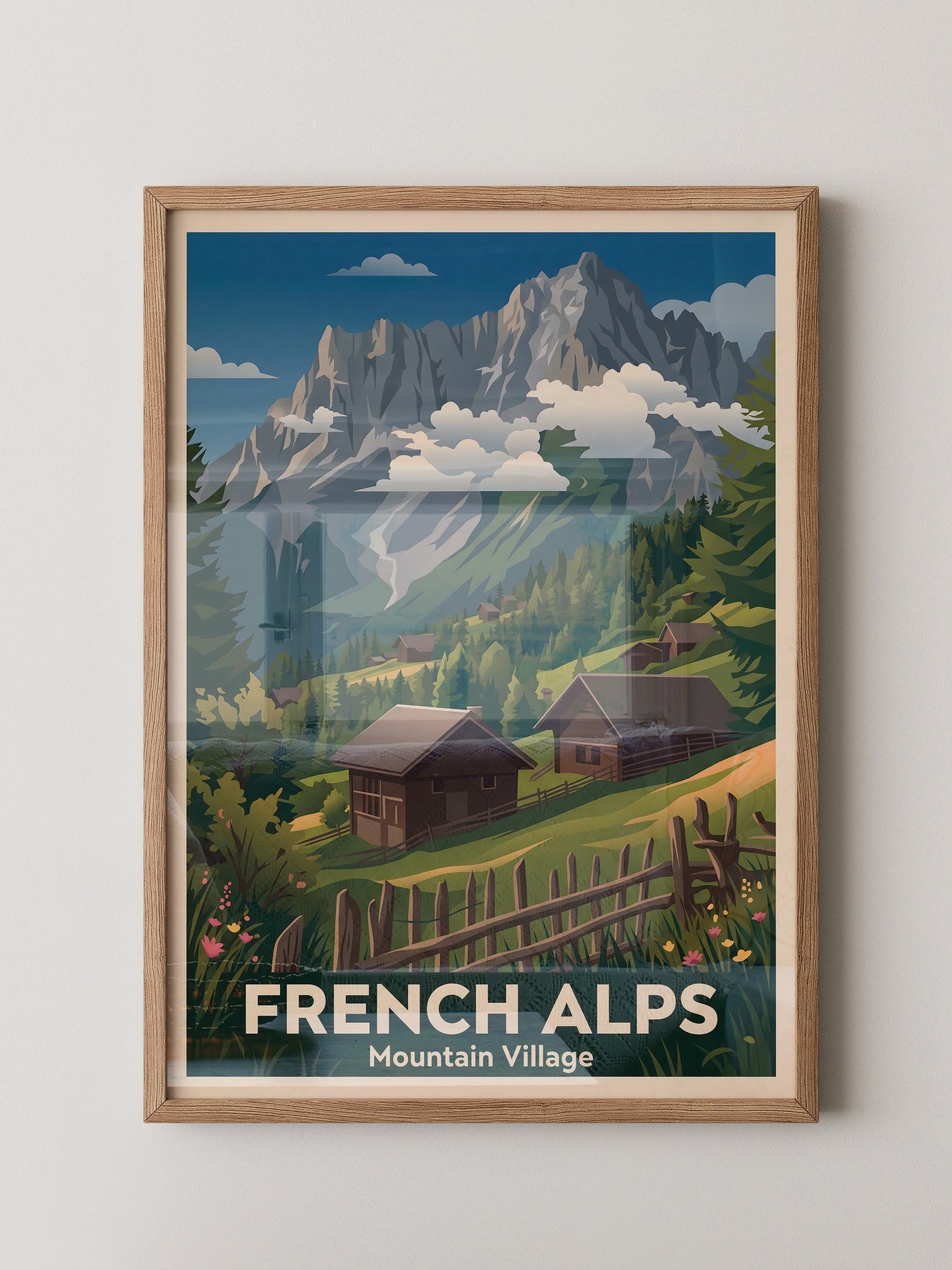 Alpendorf Holzhütten Retro-Design