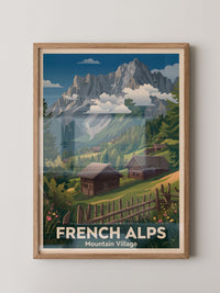 Alpendorf Holzhütten Retro-Design