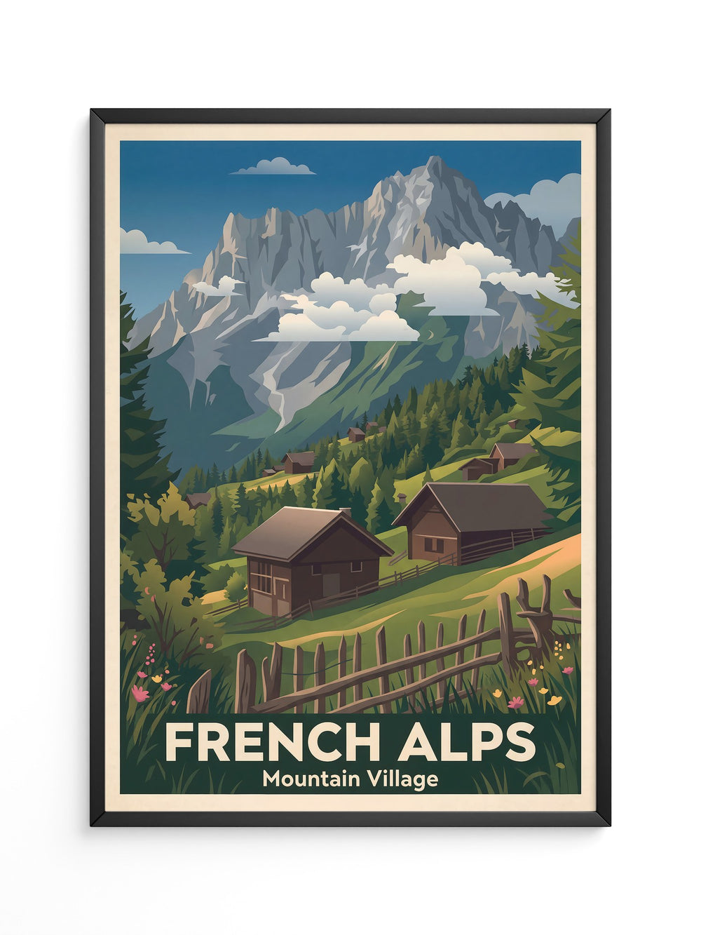 Alpendorf Holzhütten Retro-Design