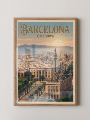 Barcelona Skyline Pastellstimmung