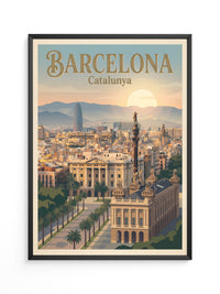Barcelona Skyline Pastellstimmung