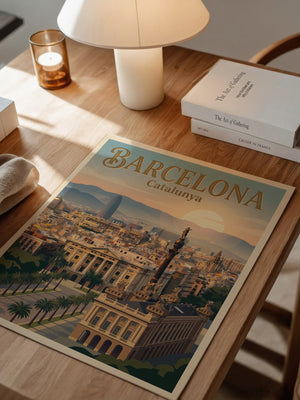 Barcelona Skyline Pastellstimmung