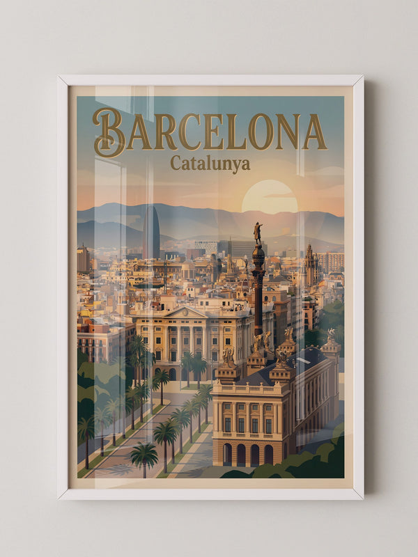 Barcelona Skyline Pastellstimmung