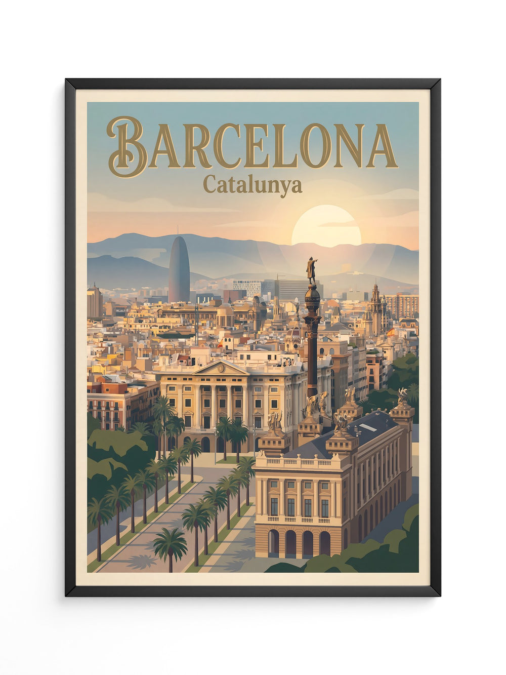 Barcelona Skyline Pastellstimmung