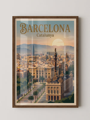 Barcelona Skyline Pastellstimmung