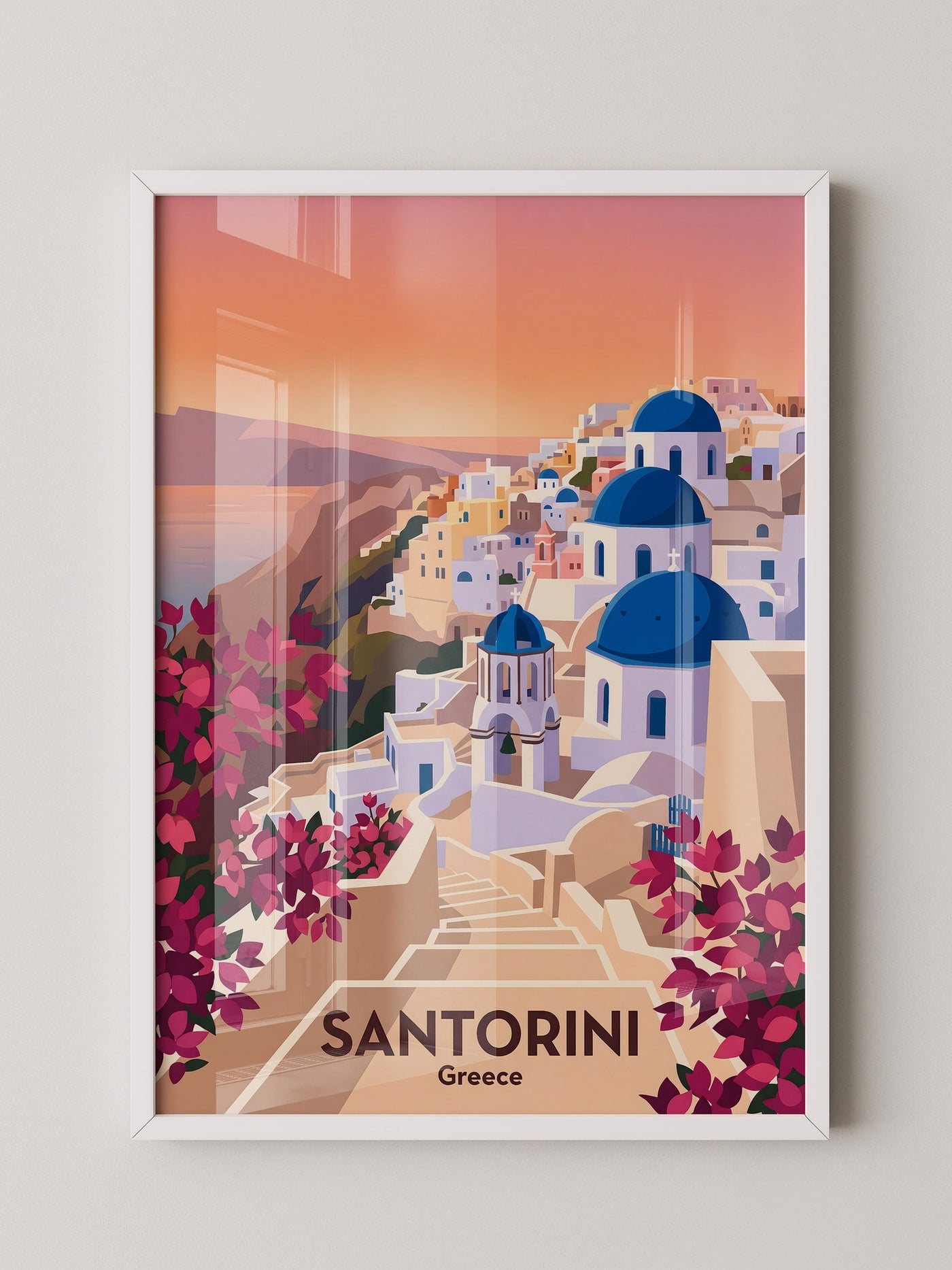 Santorini Stadtansicht Pastellfarben