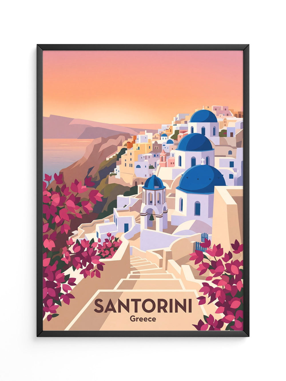 Santorini Stadtansicht Pastellfarben