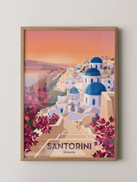 Santorini Stadtansicht Pastellfarben