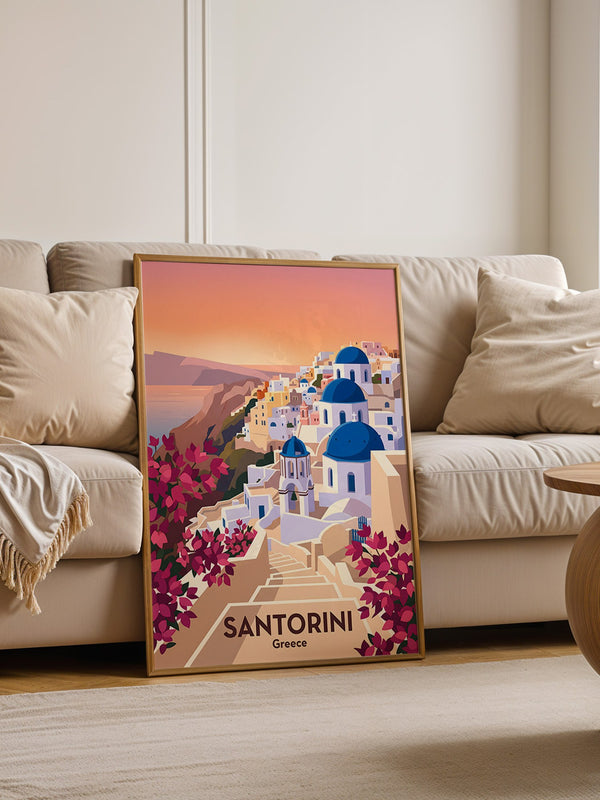 Santorini Stadtansicht Pastellfarben