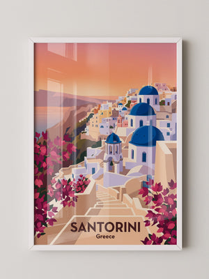 Santorini Stadtansicht Pastellfarben
