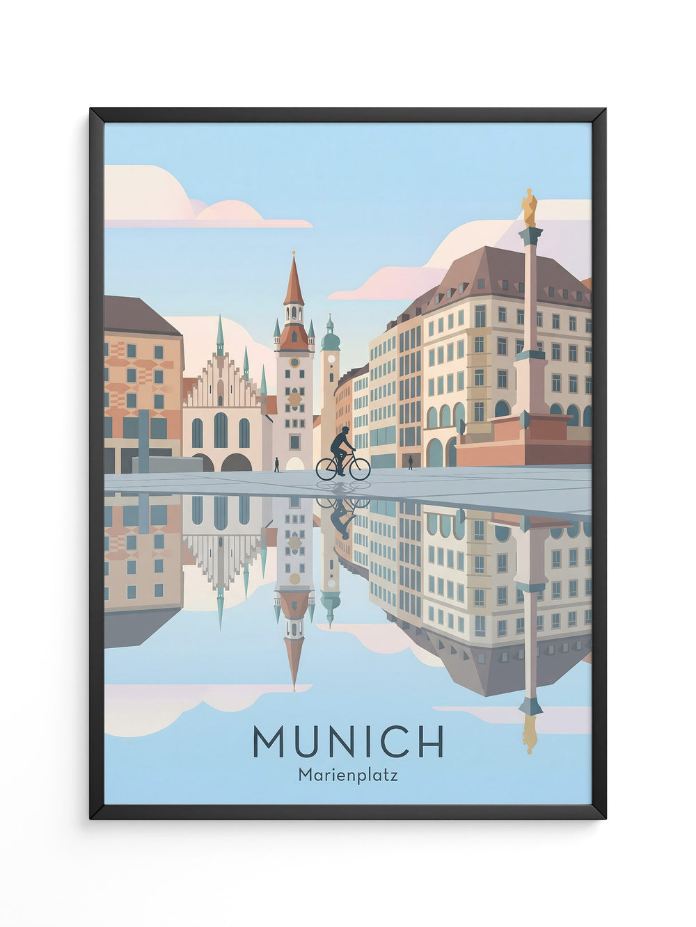 Marienplatz Spiegelung Stadtszene