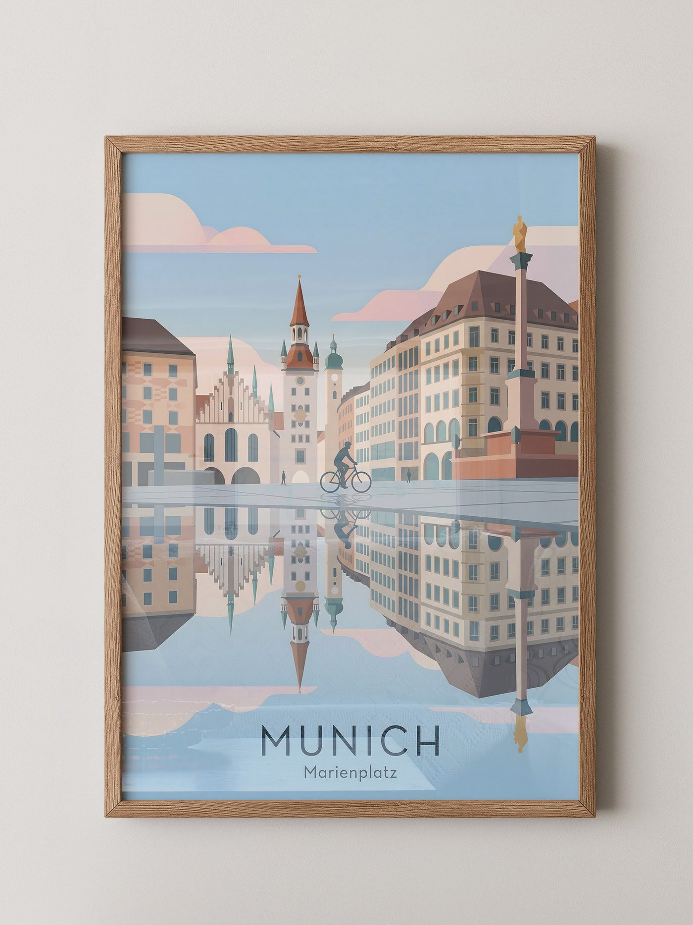 Marienplatz Spiegelung Stadtszene