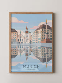 Marienplatz Spiegelung Stadtszene