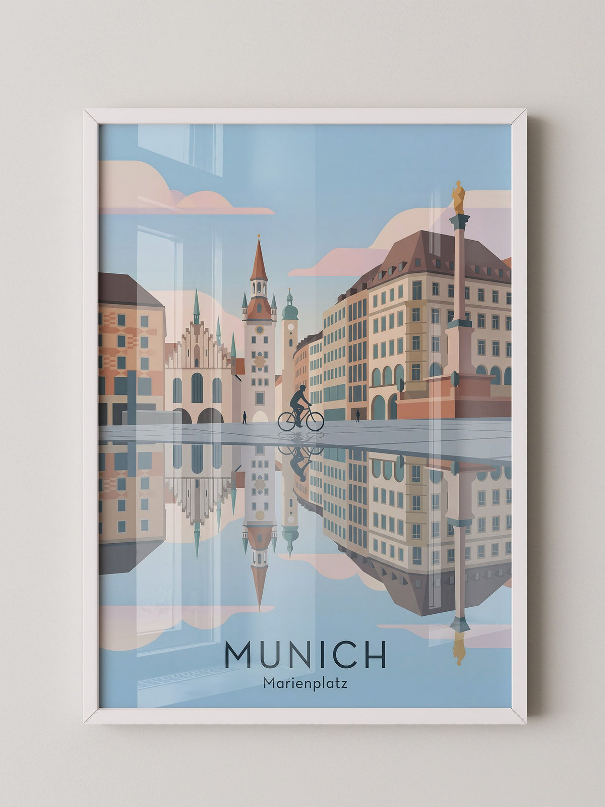 Marienplatz Spiegelung Stadtszene