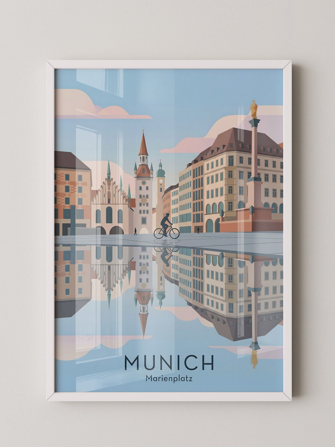Marienplatz Spiegelung Stadtszene