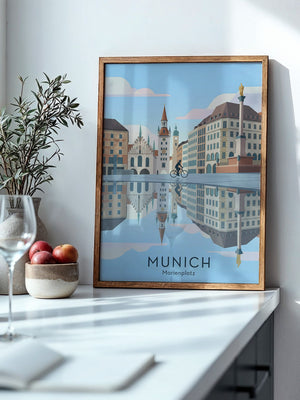 Marienplatz Spiegelung Stadtszene