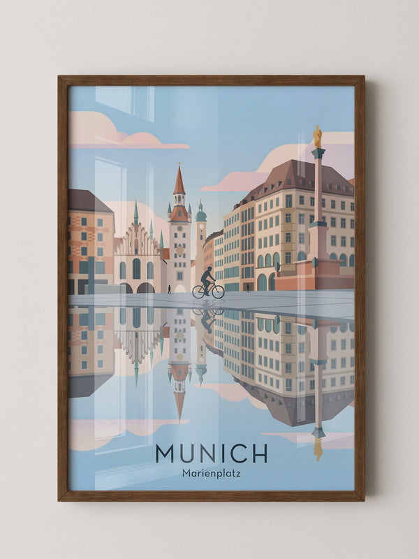 Marienplatz Spiegelung Stadtszene