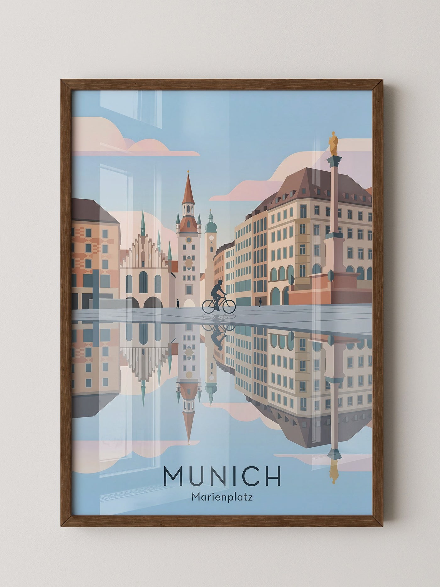 Marienplatz Spiegelung Stadtszene
