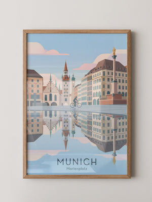 Marienplatz Spiegelung Stadtszene