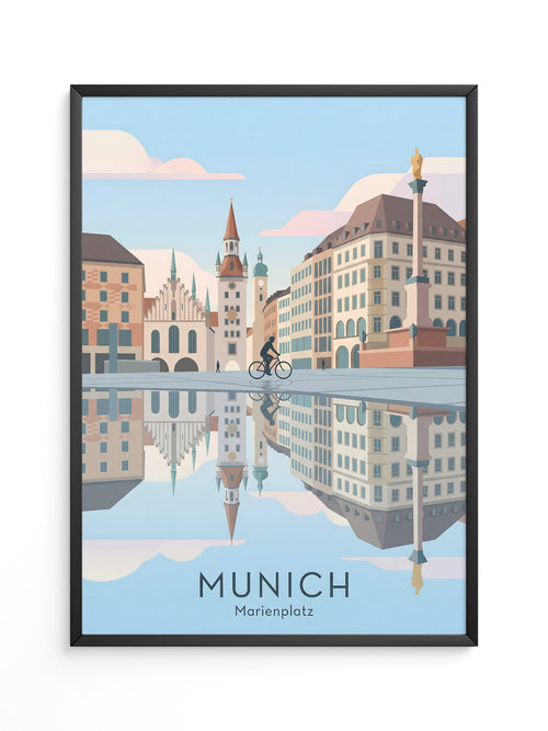 Marienplatz Spiegelung Stadtszene
