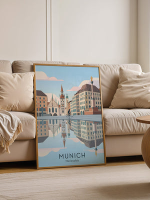 Marienplatz Spiegelung Stadtszene