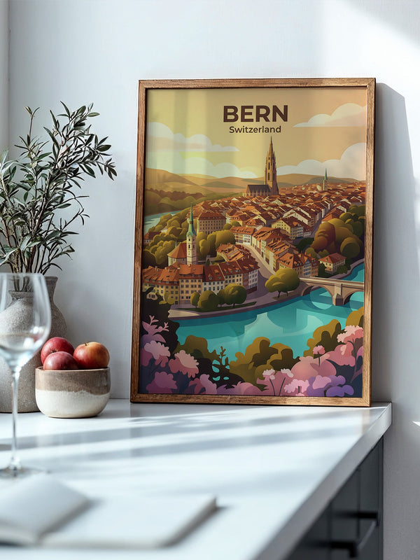 Bern Altstadt Sonnenaufgang Illustration