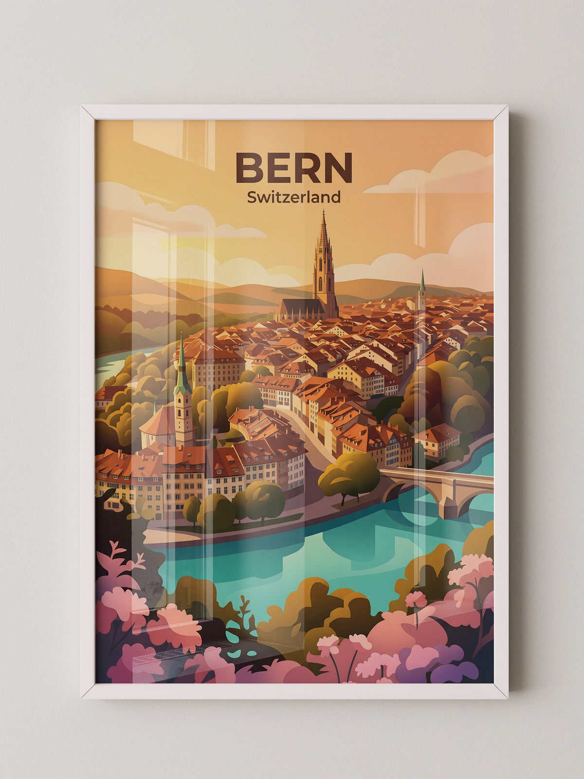 Bern Altstadt Sonnenaufgang Illustration