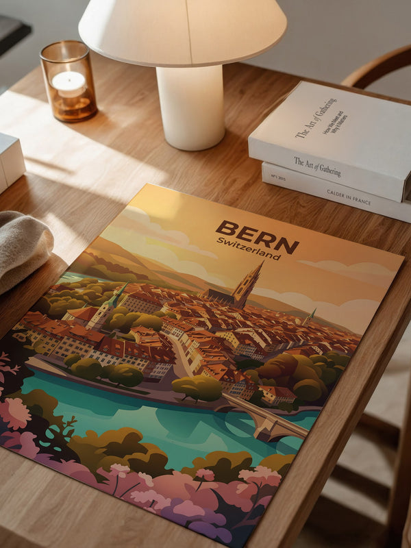 Bern Altstadt Sonnenaufgang Illustration