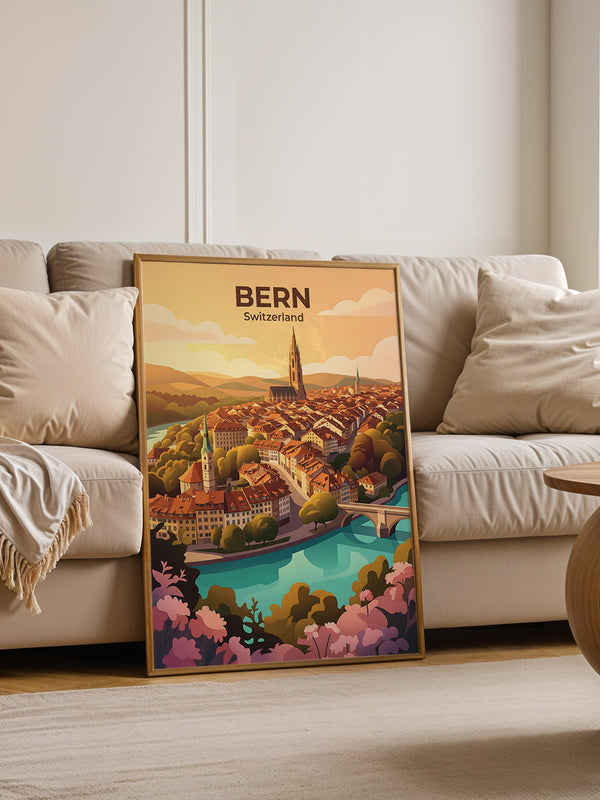 Bern Altstadt Sonnenaufgang Illustration