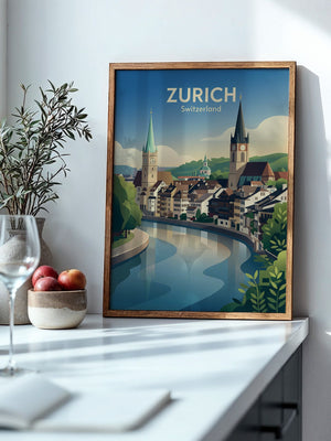 Zurich Fluss Altstadt Pastell